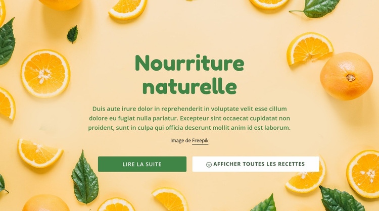 Nourriture saine naturelle Maquette de site Web