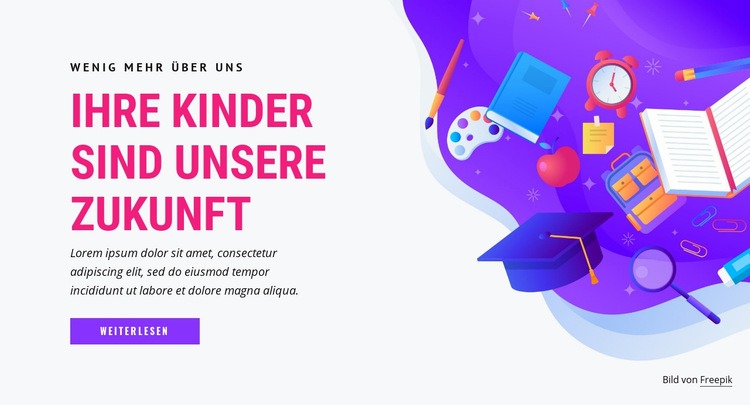 Zukünftige Bildung Kinder Landing Page