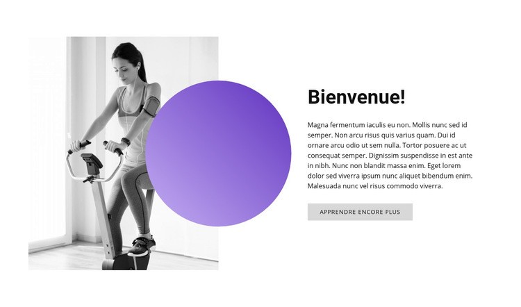 Bienvenue au club de sport Maquette de site Web