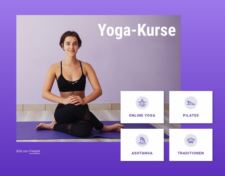 Yoga und Pilates Kurse Website-Modell