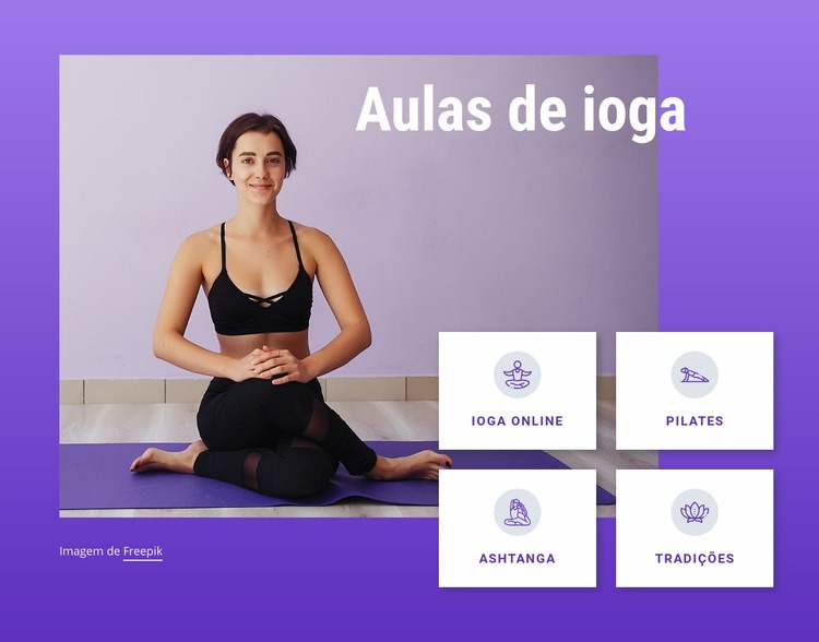 Aulas de ioga e pilates Maquete do site