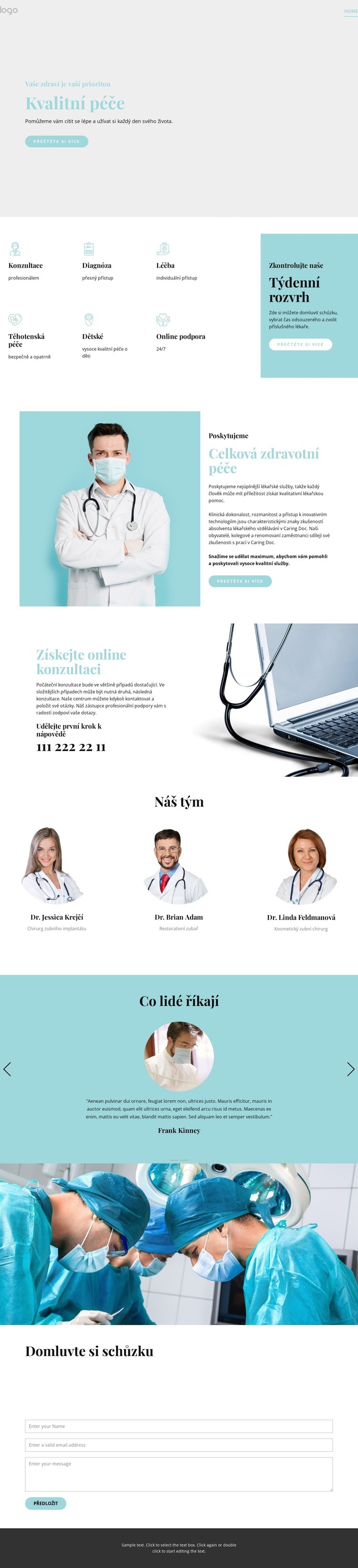 Kvalitní lékařská péče Šablona webové stránky