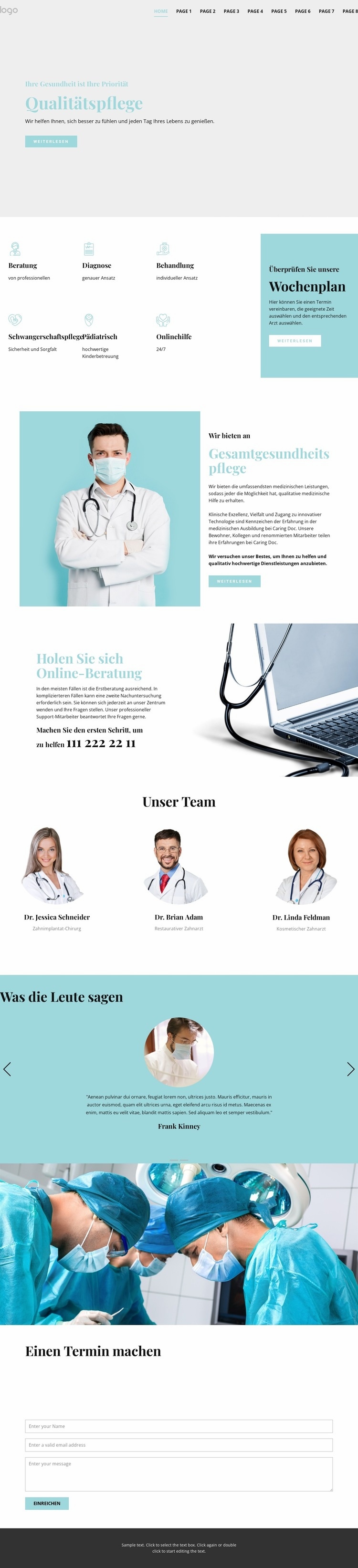 Qualitativ hochwertige medizinische Versorgung HTML Website Builder