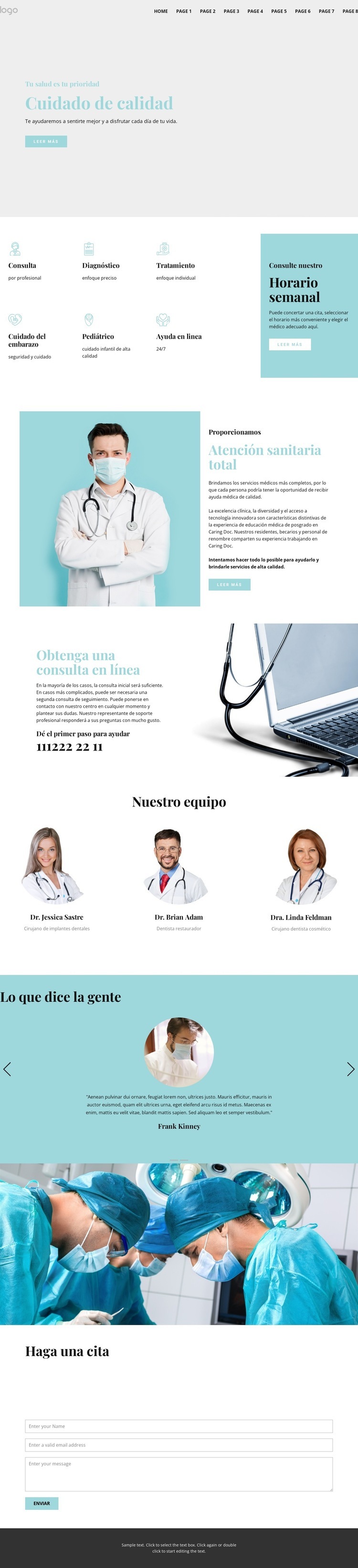 Atención médica de calidad Diseño de páginas web