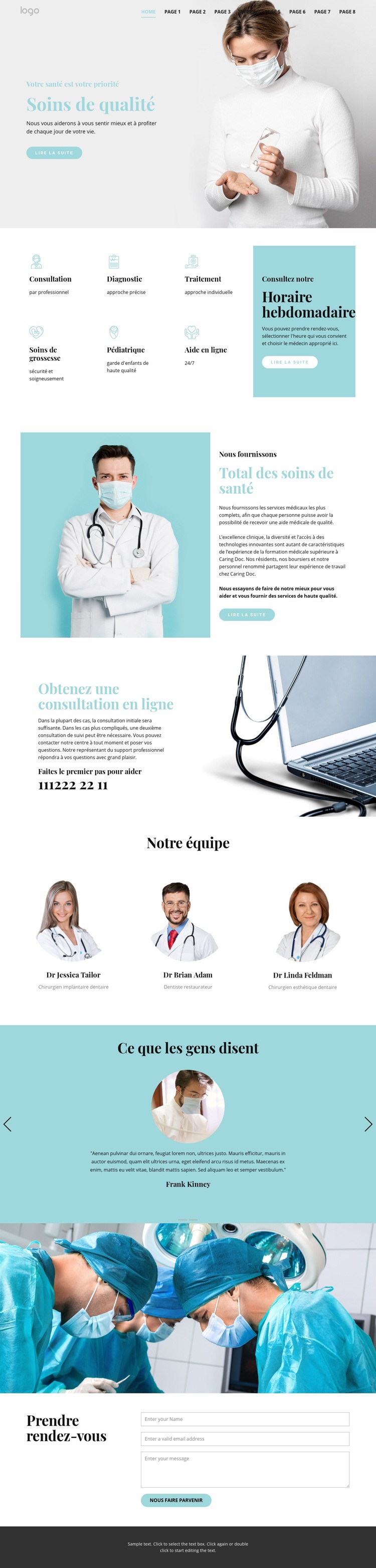 Des soins médicaux de qualité Maquette de site Web