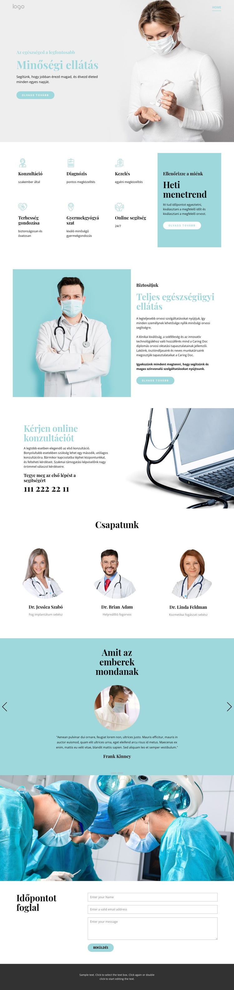 Minőségi orvosi ellátás HTML Sablon