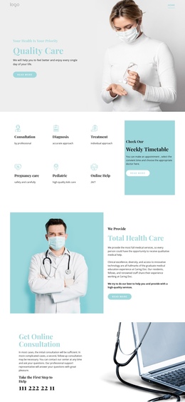 Quality Medical Care One Page Template