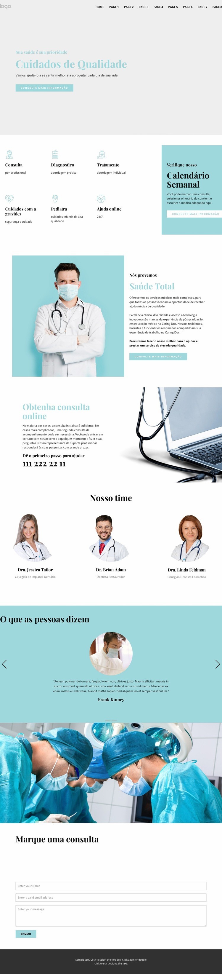 Atendimento médico de qualidade Design do site