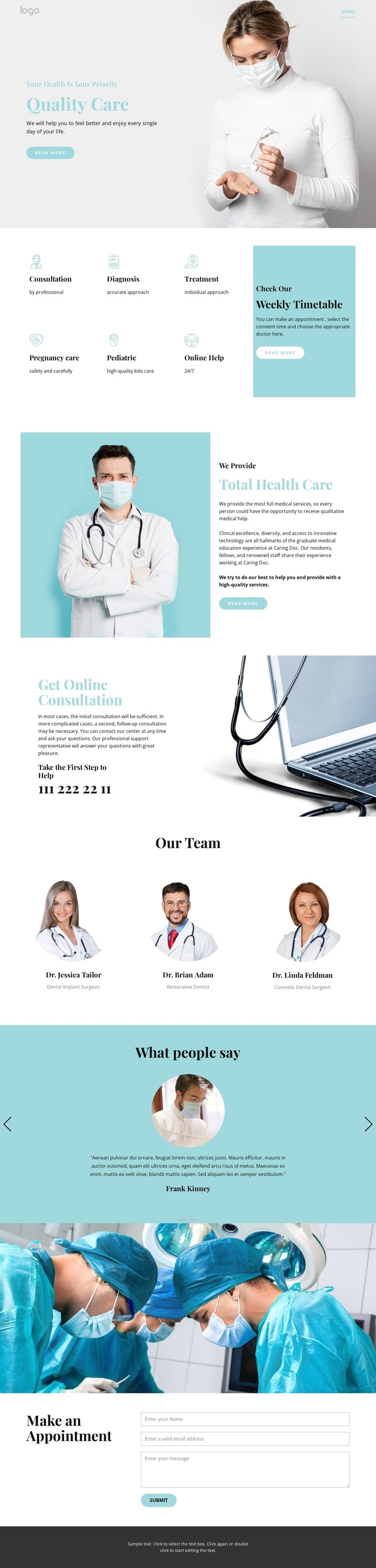Kvalitetssjukvård Html webbplatsbyggare