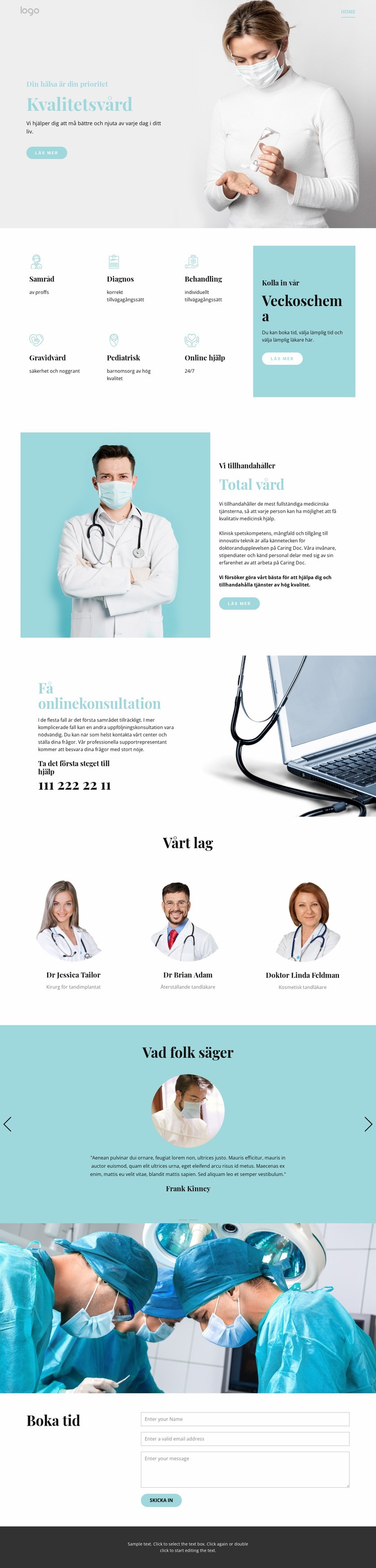 Kvalitetssjukvård Webbplats mall
