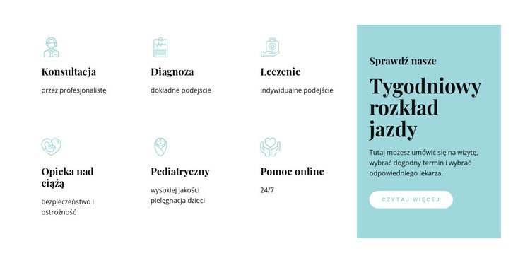 Nasze usługi medyczne Makieta strony internetowej