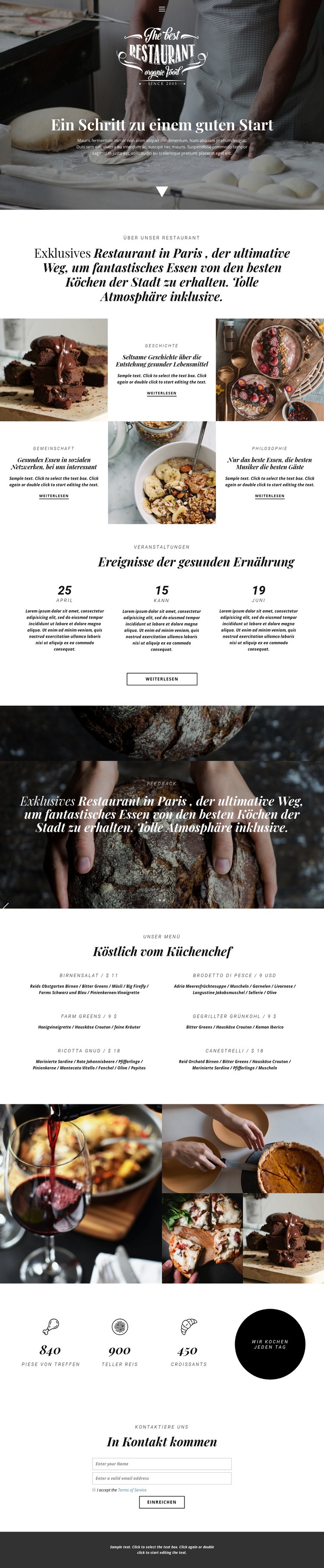 Restaurant für gesundes Essen Website Builder-Vorlagen