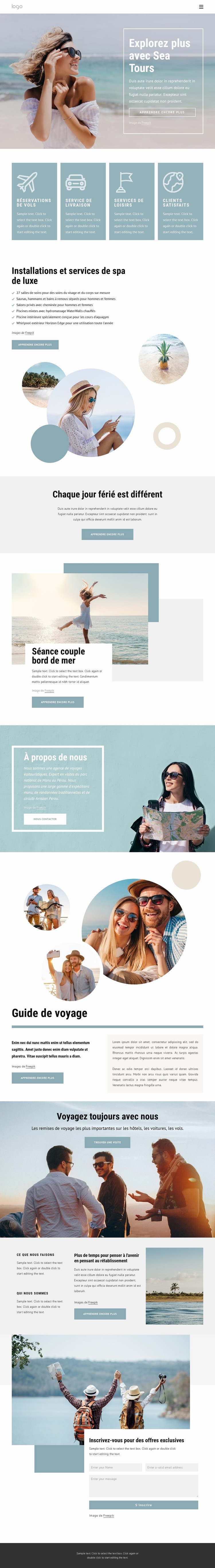 Aventure en groupe tout compris Créateur de site Web HTML