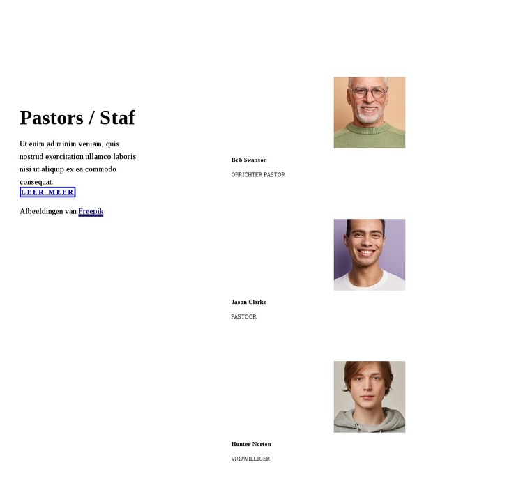 Onze Pastors HTML-sjabloon