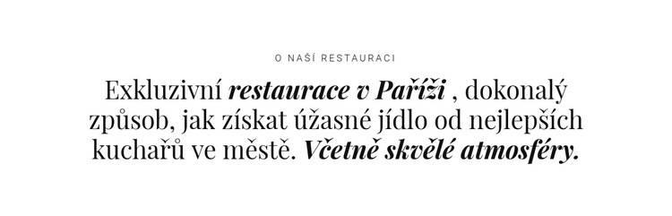 O podnikání v restauracích Šablona CSS