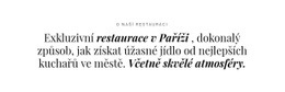 O Podnikání V Restauracích – Šablony Webových Stránek