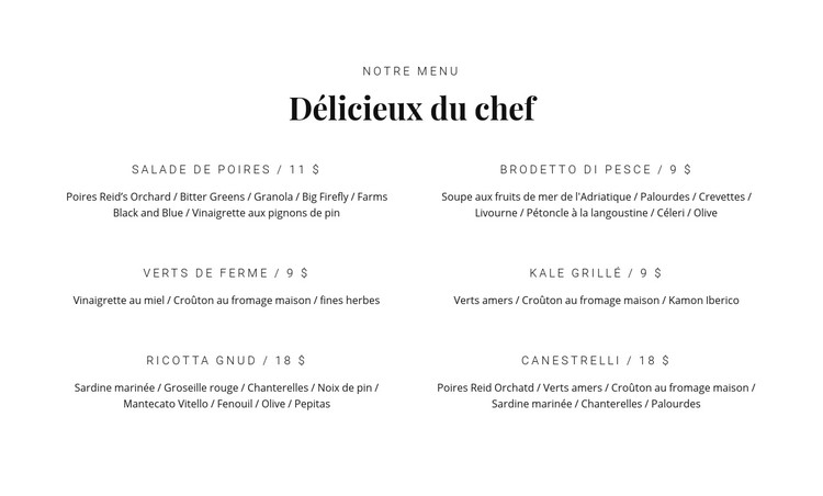 Notre délicieuse cuisine Modèle CSS