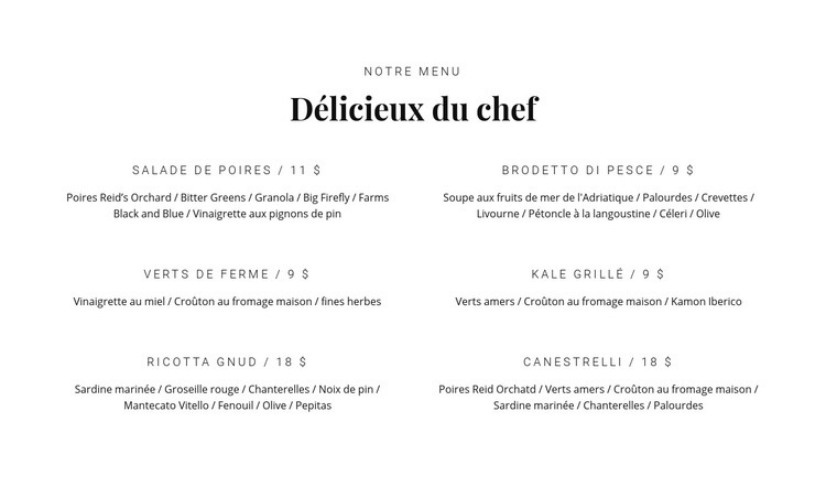 Notre délicieuse cuisine Modèle HTML5