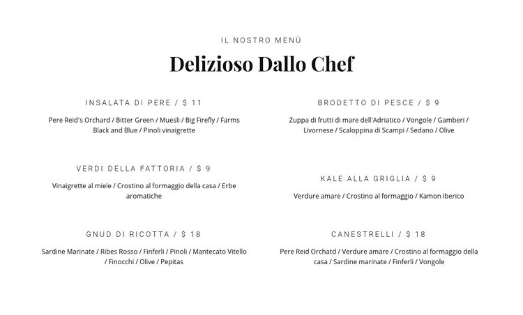 Il nostro cibo delizioso Costruttore di siti web HTML