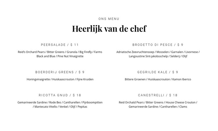 Ons heerlijke eten Website mockup