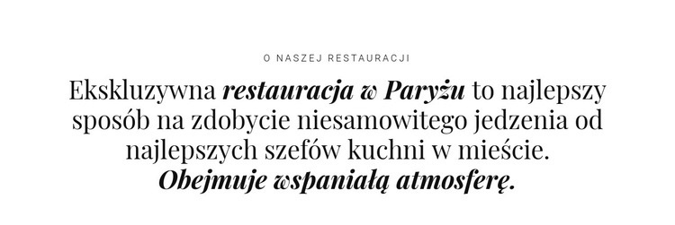 O biznesie restauracyjnym Kreator witryn internetowych HTML