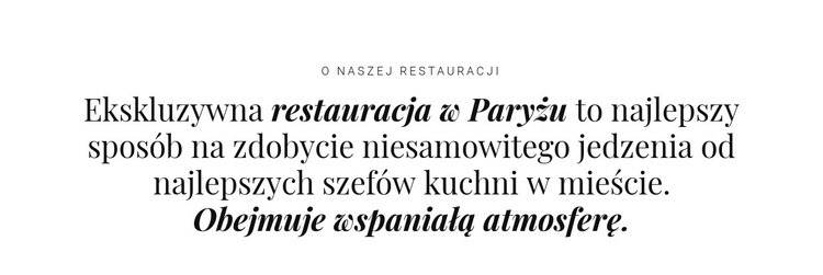 O biznesie restauracyjnym Szablon HTML5