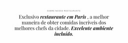 Sobre Restaurantes - Modelo HTML5 Profissional