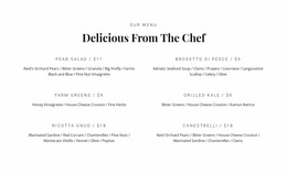 Our Delicious Food - Create Web Page Mockup