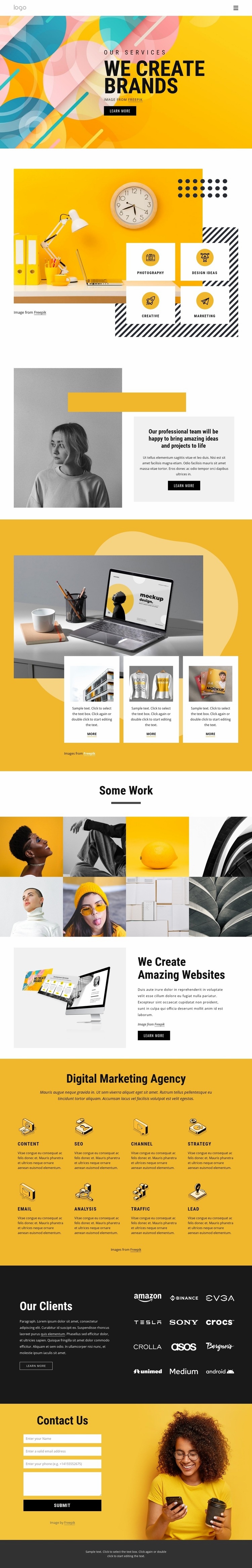 11+ Years branding experience Homepage Design