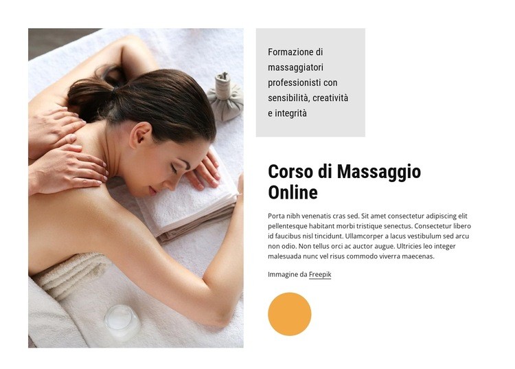 Corsi di massaggio online Mockup del sito web