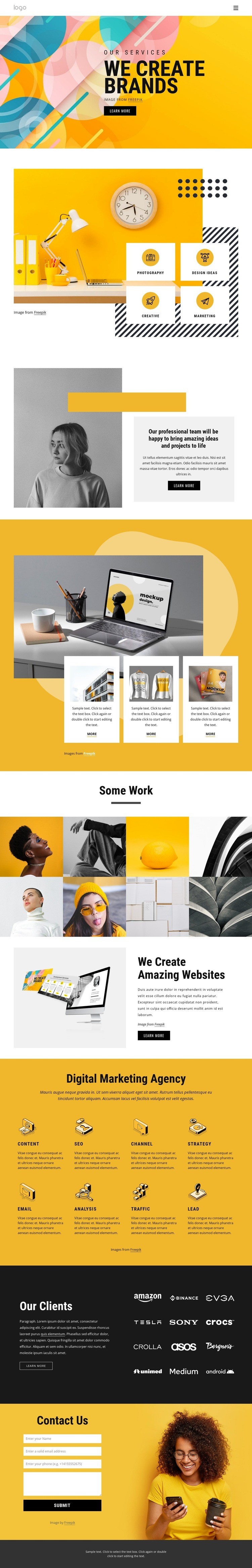 11+ Years branding experience Web Page Design