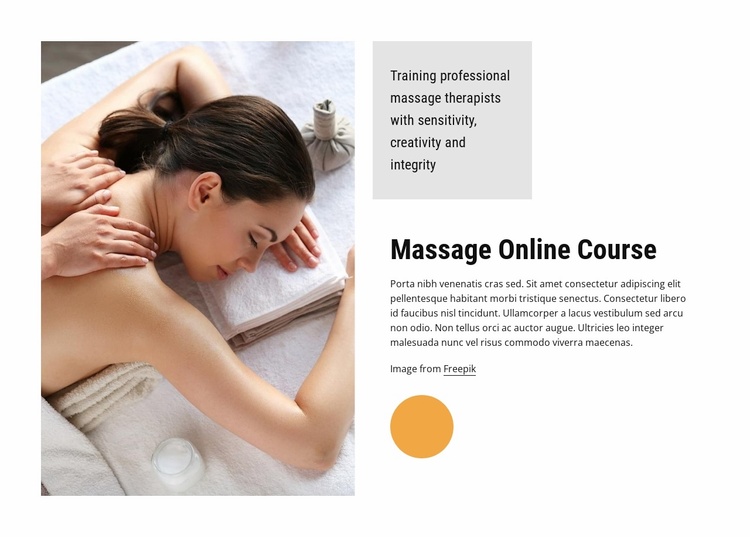 Massage online courses Landing Page