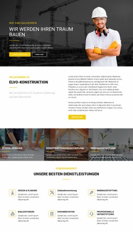 Bauen Sie Ihren Traum Industriell - Benutzerdefinierte HTML5-Vorlage