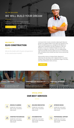 Build Your Dream Industrial - One Page Theme