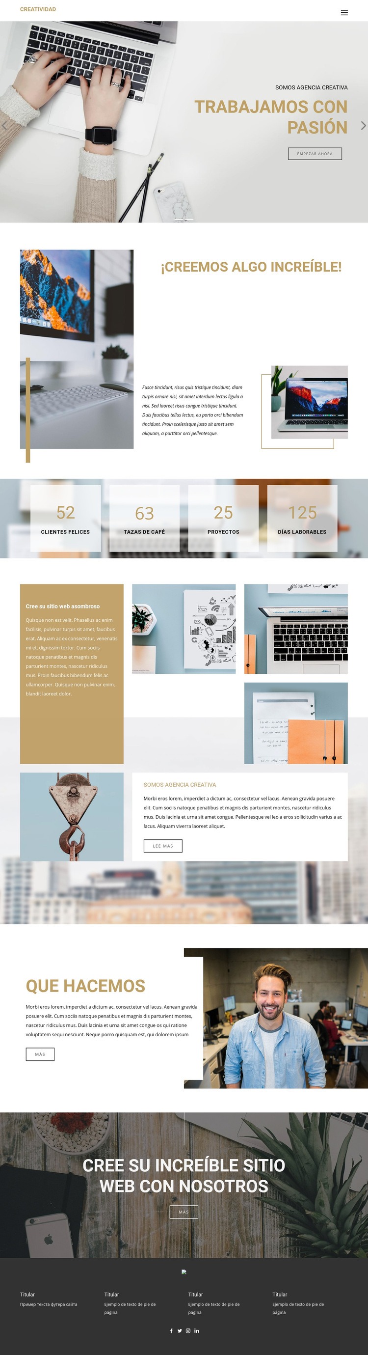 Diseños creativos excepcionales Maqueta de sitio web