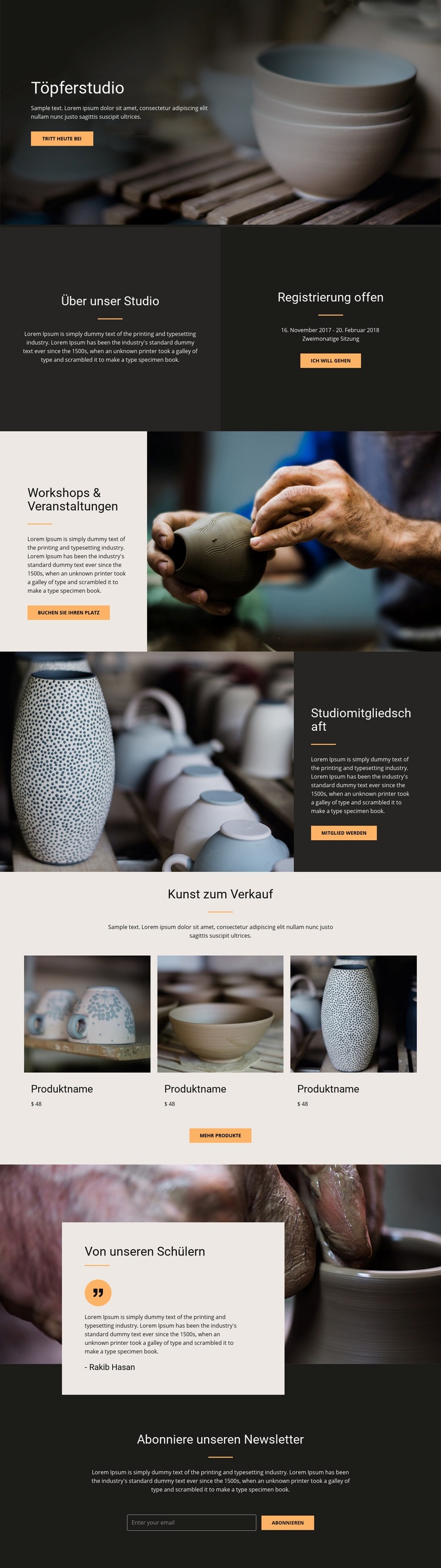 Werkstatt Keramik Kunst Website Builder-Vorlagen