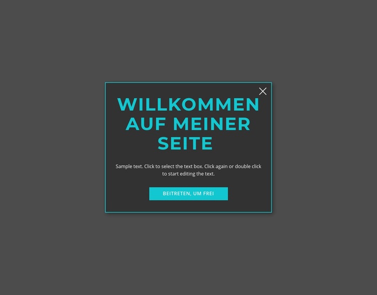 Willkommenes modales Formular Landing Page