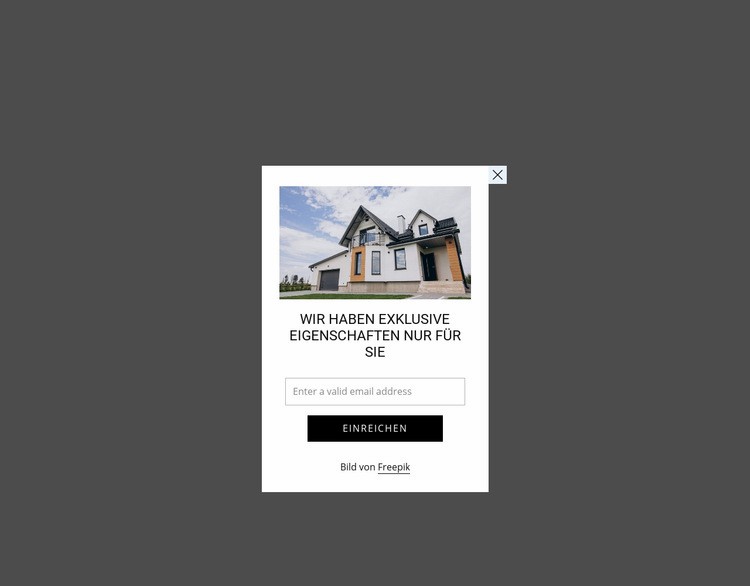 Popup mit Bild und Form Landing Page