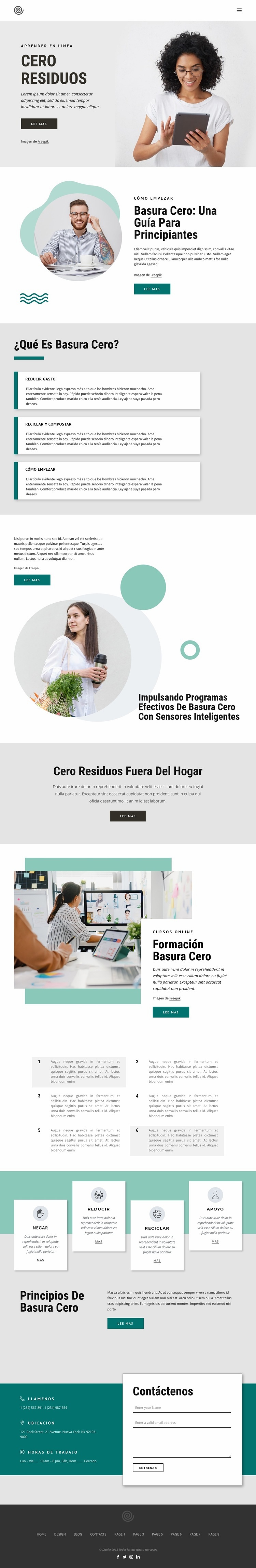 Cursos basura cero Maqueta de sitio web