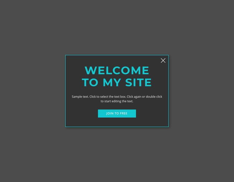 Welcome modal form Homepage Design