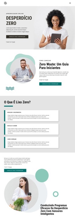 Design De Site Pronto Para Uso Para Cursos De Desperdício Zero