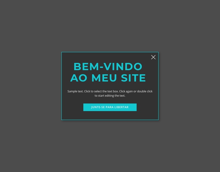 Bem-vindo formulário modal Maquete do site