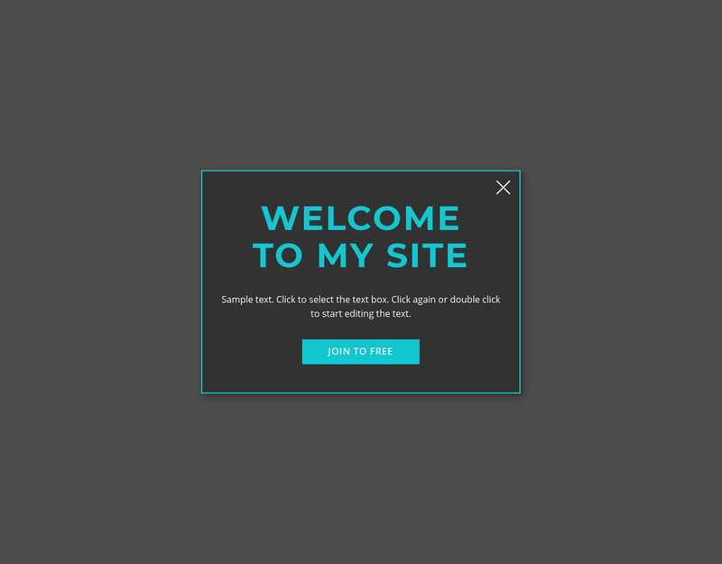 Welcome modal form Web Page Design
