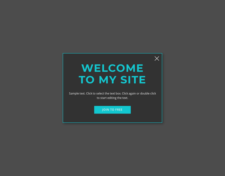 Welcome modal form Website Builder Software