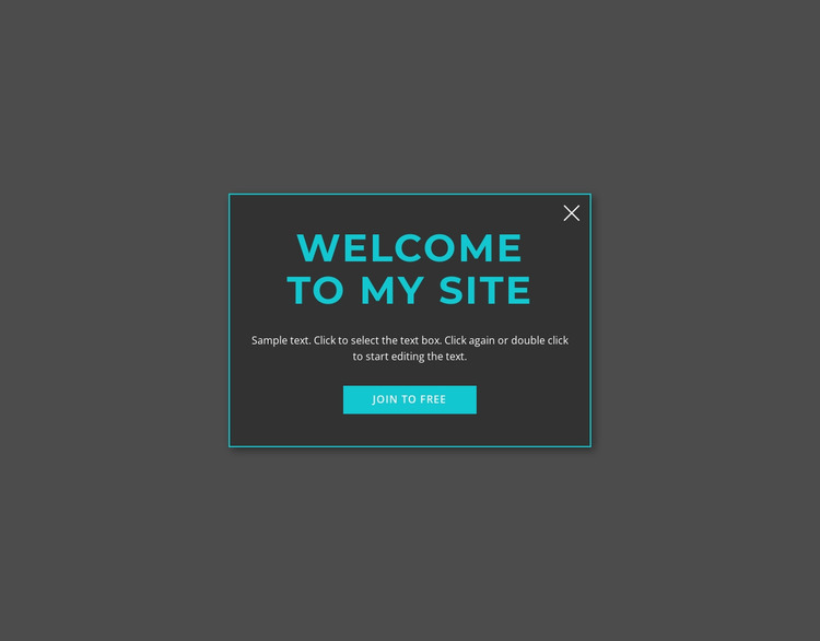 Welcome modal form Website Mockup