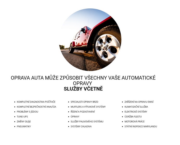 Služby včetně Šablona CSS