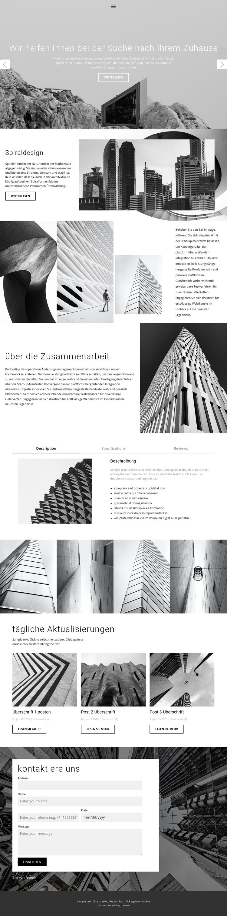 Architektur ideales Studio Eine Seitenvorlage