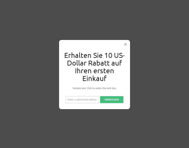 Popup für den ersten Kauf Eine Seitenvorlage