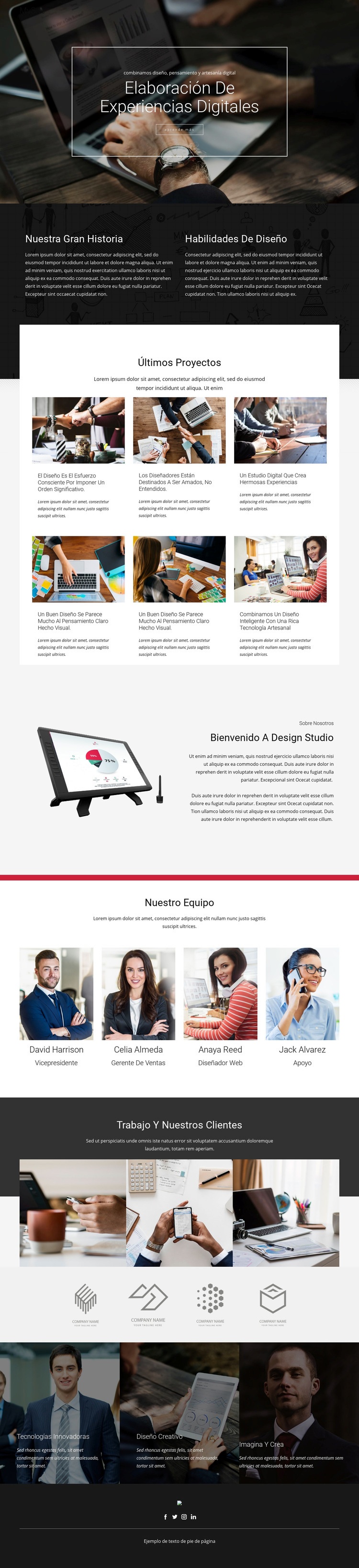 Estudio de elaboración de diseño digital Maqueta de sitio web