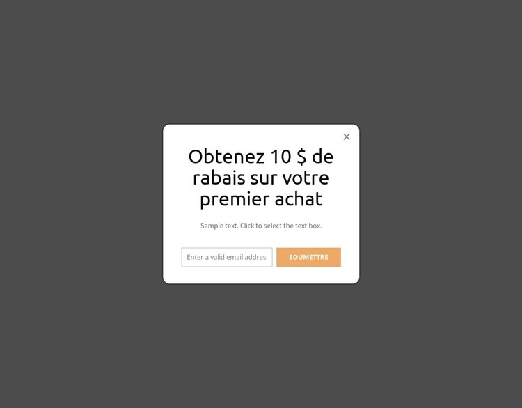 Popup de premier achat Créateur de site Web HTML